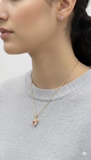 Juego aretes y dije Inmaculado Corazón de María