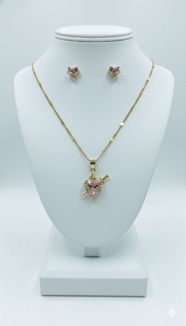 Juego aretes y dije Inmaculado Corazón de María